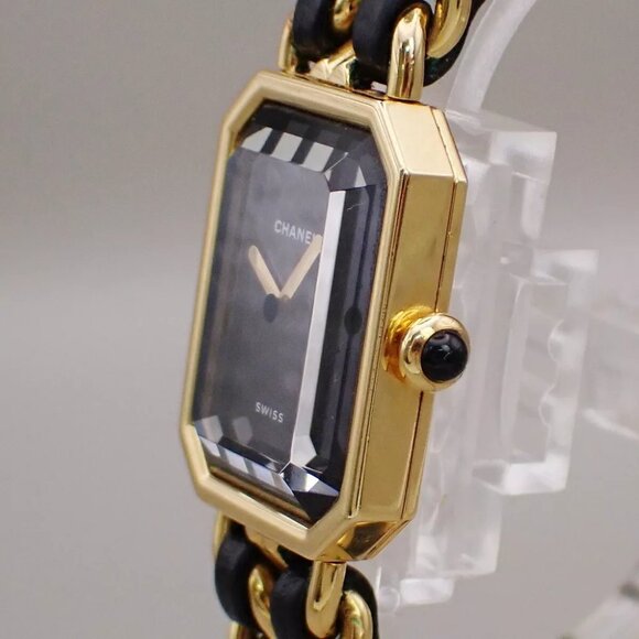 CHANEL Logo Premiere Watch H0001 # L Quartz Gold Plated Leather GHW - Picture 6 of 13
